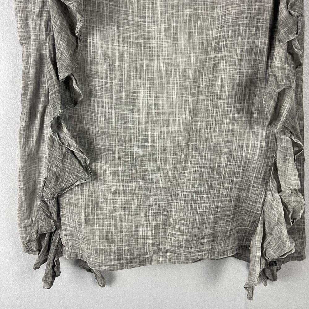 Koch Ruffle Mini Dress Womens Small Taupe Gray Shift Sleeveless Cotton Minimal - Picture 3 of 15